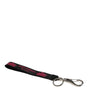 Dolce & Gabbana Black Burgundy Nylon DG Logo Crown Holder Keychain Keyring