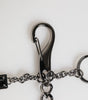 Dolce & Gabbana Black Red Military Leather Patch DG Logo Keychain Keyring