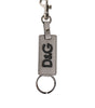 Dolce & Gabbana Gray Leather Logo Metal Ring Keychain Holder Keyring