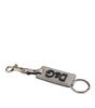 Dolce & Gabbana Gray Leather Logo Metal Ring Keychain Holder Keyring