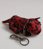 Dolce & Gabbana Red Black Polyester Animal Silhouette Bag Keychain Keyring