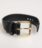 Dolce & Gabbana Black Embossed Leather Gold Buckle Belt Strap Bracelet