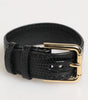 Dolce & Gabbana Black Embossed Leather Gold Buckle Belt Strap Bracelet