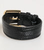 Dolce & Gabbana Black Embossed Leather Gold Buckle Belt Strap Bracelet