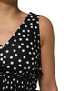 Dolce & Gabbana Black White Cotton Polka Dot Print V Neck Dress