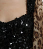 Dolce & Gabbana Leopard Print Silk Sequin Ruffle Maxi Dress