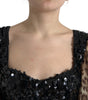 Dolce & Gabbana Leopard Print Silk Sequin Ruffle Maxi Dress