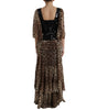 Dolce & Gabbana Leopard Print Silk Sequin Ruffle Maxi Dress
