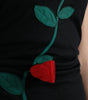 Dolce & Gabbana Black Wool Sleeveless Rose Applique Dress