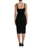 Dolce & Gabbana Black Wool Sleeveless Rose Applique Dress