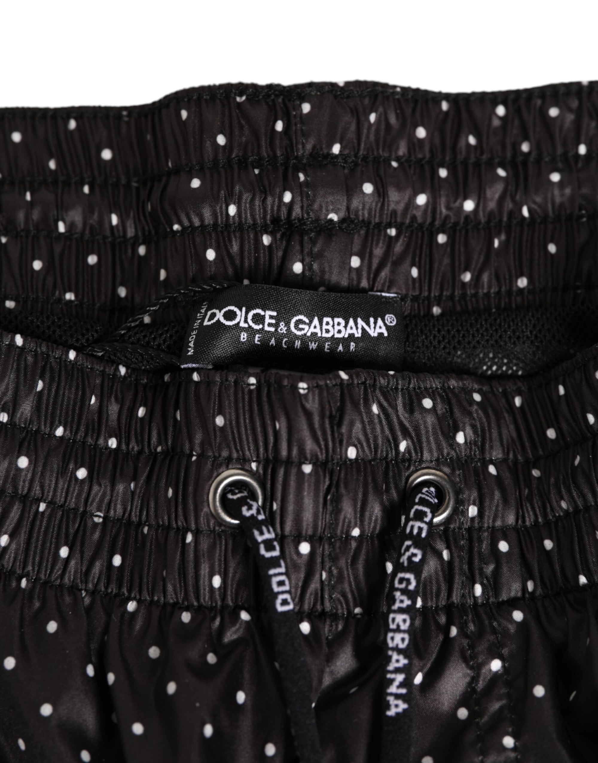 Dolce & Gabbana Black Polka Dot Polyester Men Shorts Swimwear
