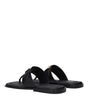 Versace Black Leather Flip-Flop Sandals