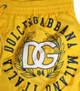 Dolce & Gabbana Yellow Nylon Logo Print Men Boxer Short Swimwear