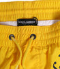 Dolce & Gabbana Yellow Nylon Logo Print Men Boxer Short Swimwear