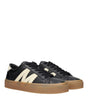 Moncler Black Leather Low Tops