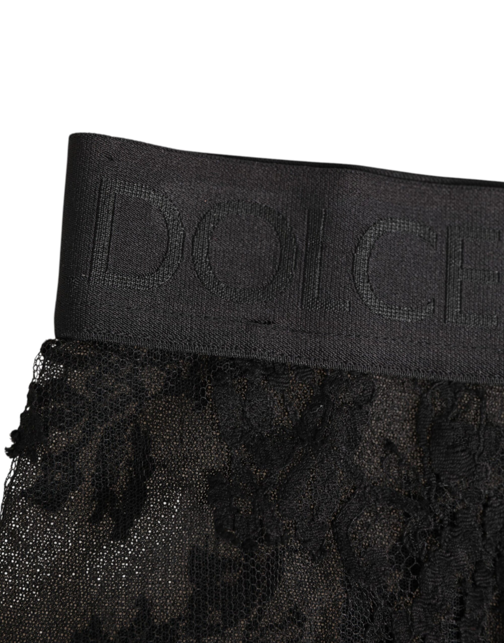 Dolce & Gabbana High Waist Briefs Black Floral Lace  Underwear