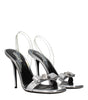 Versace Gray Leather Stiletto Heels Sandals