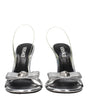 Versace Gray Leather Stiletto Heels Sandals