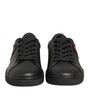 Dolce & Gabbana Black Leather Crystal Heart Sneakers  Shoes