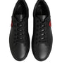 Dolce & Gabbana Black Leather Crystal Heart Sneakers  Shoes