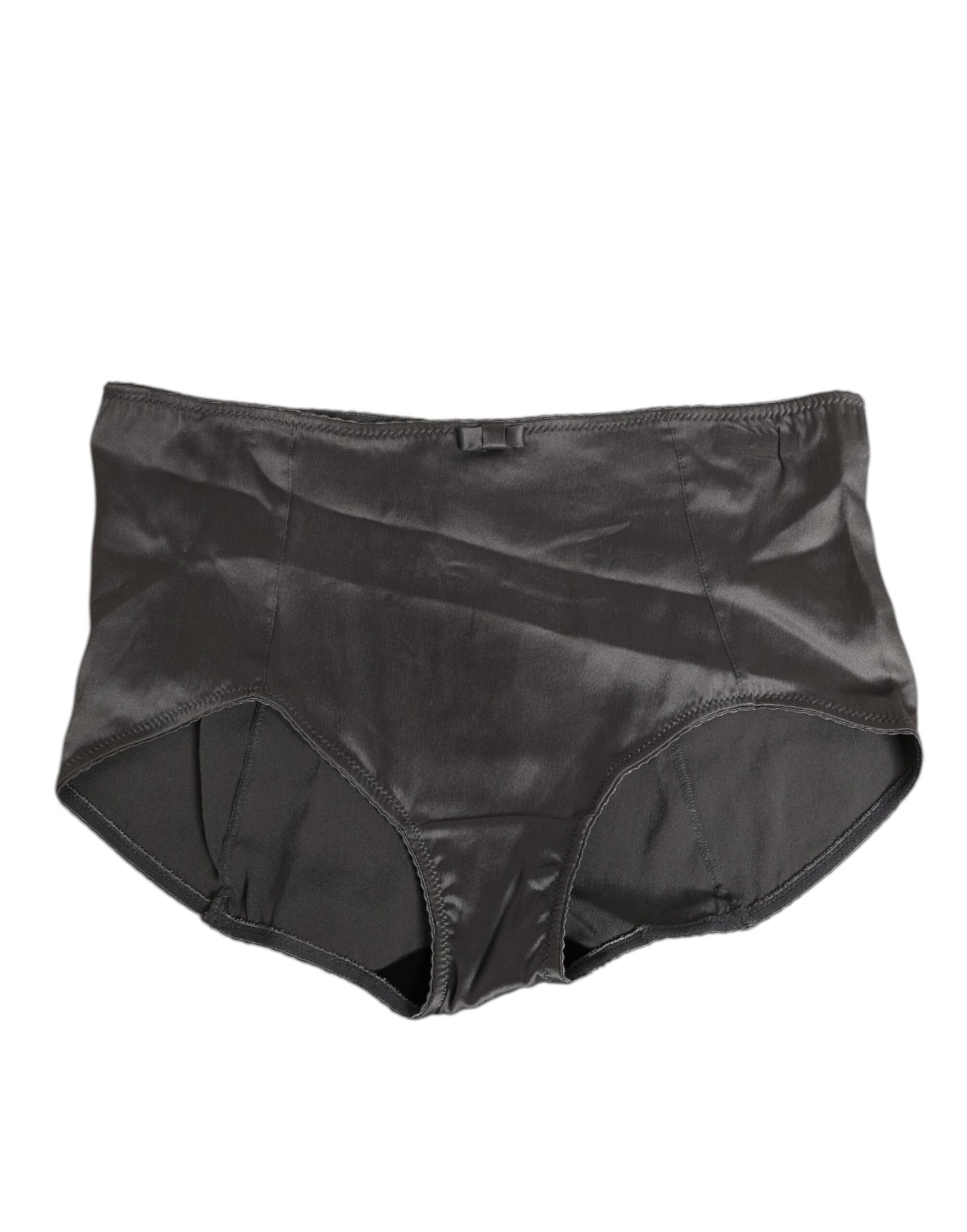 Dolce & Gabbana Gray Satin High Waist Briefs Women Underwear