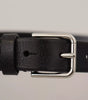 Dolce & Gabbana Calf Leather Silver Tone Black Metal Buckle Belt
