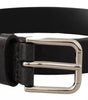 Dolce & Gabbana Calf Leather Silver Tone Black Metal Buckle Belt