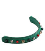 Dolce & Gabbana Green Embellished Leather Bag Handle Women Shoulder Strap