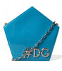 Dolce & Gabbana Blue Patent Leather Hashtag DG Shoulder Chain Flap Bag