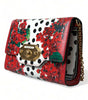 Dolce & Gabbana Red Floral Polka Dot Print Leather Chain DG Logo Shoulder  Bag