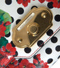 Dolce & Gabbana Red Floral Polka Dot Print Leather Chain DG Logo Shoulder  Bag