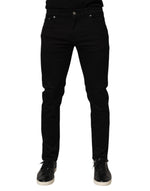 Dolce & Gabbana Black Cotton Blend Skinny Men Trouser Pants