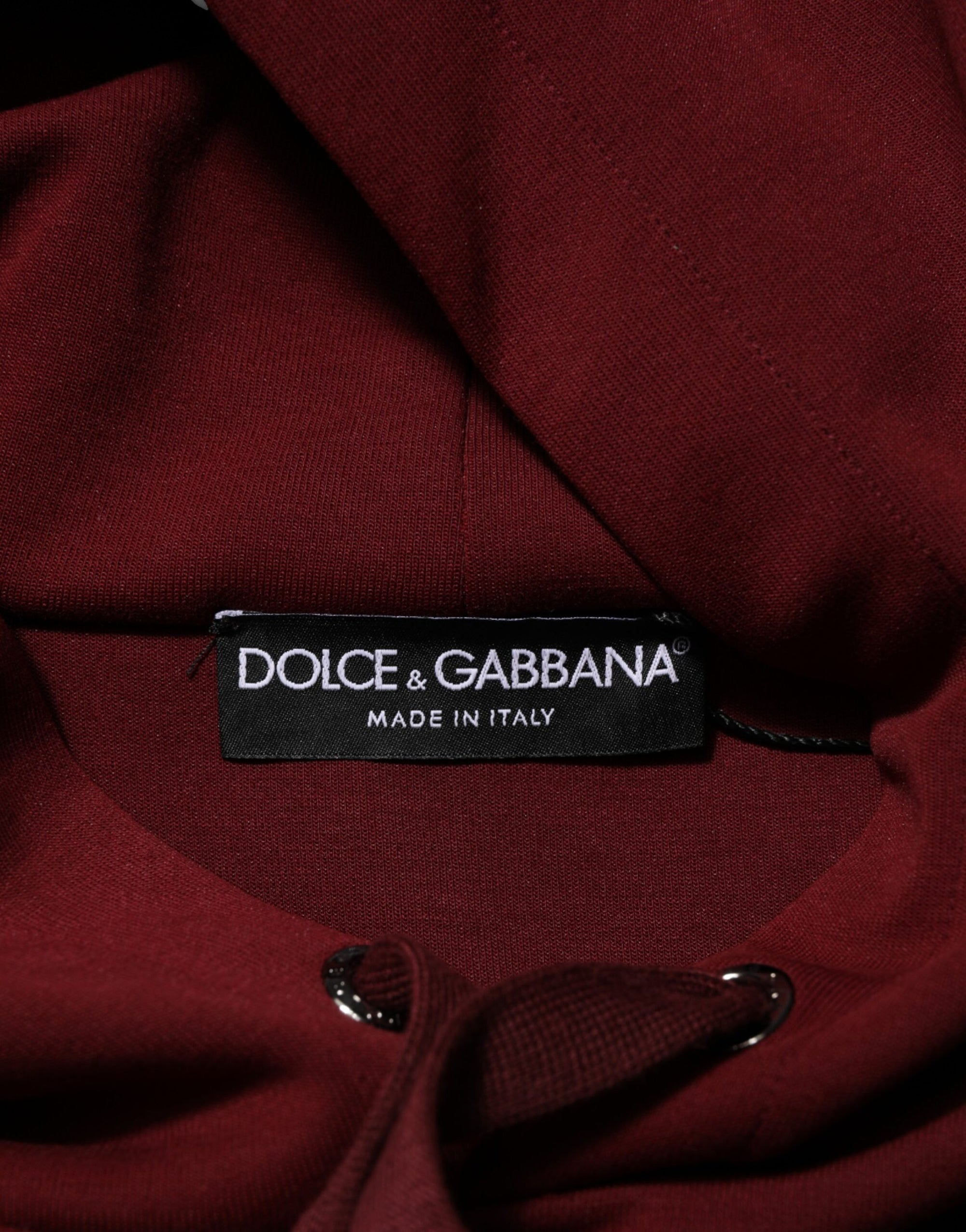 Dolce & Gabbana Maroon Embossed Logo Hooded Sweatshirt Sweater
