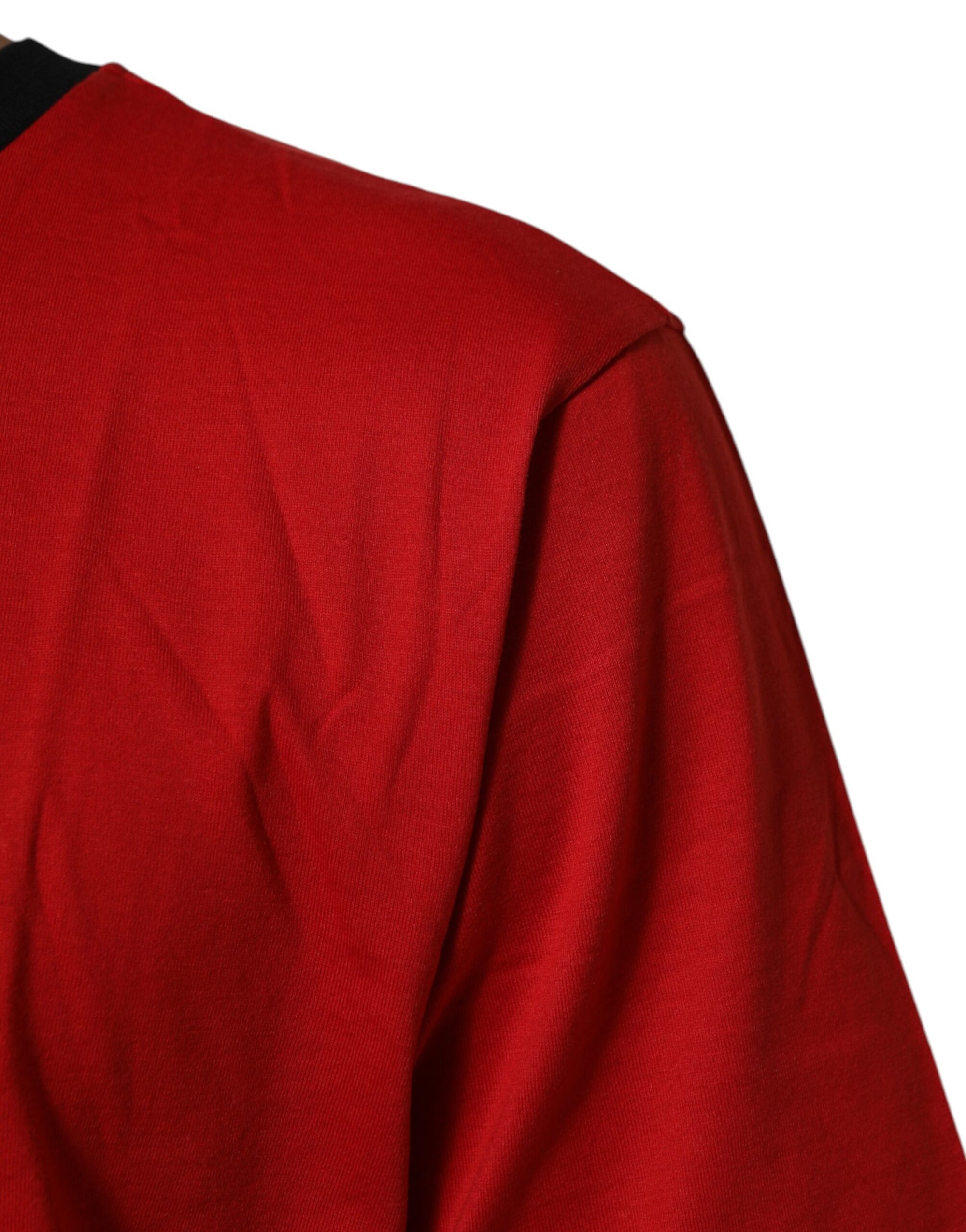 Dolce & Gabbana Red Logo Crown Cotton Short Sleeves T-shirt