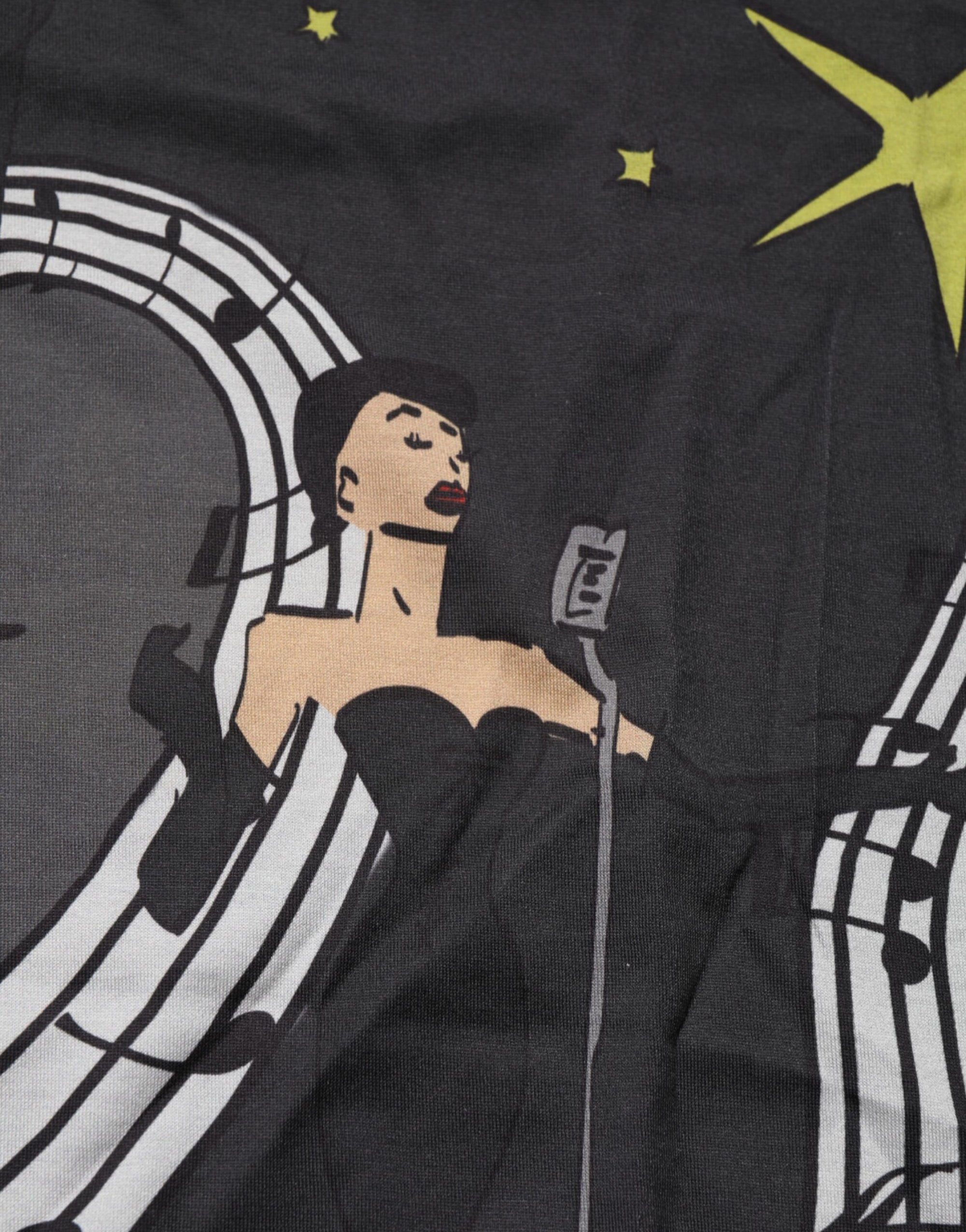 Dolce & Gabbana Black Musical Print Cotton Crew Neck T-shirt