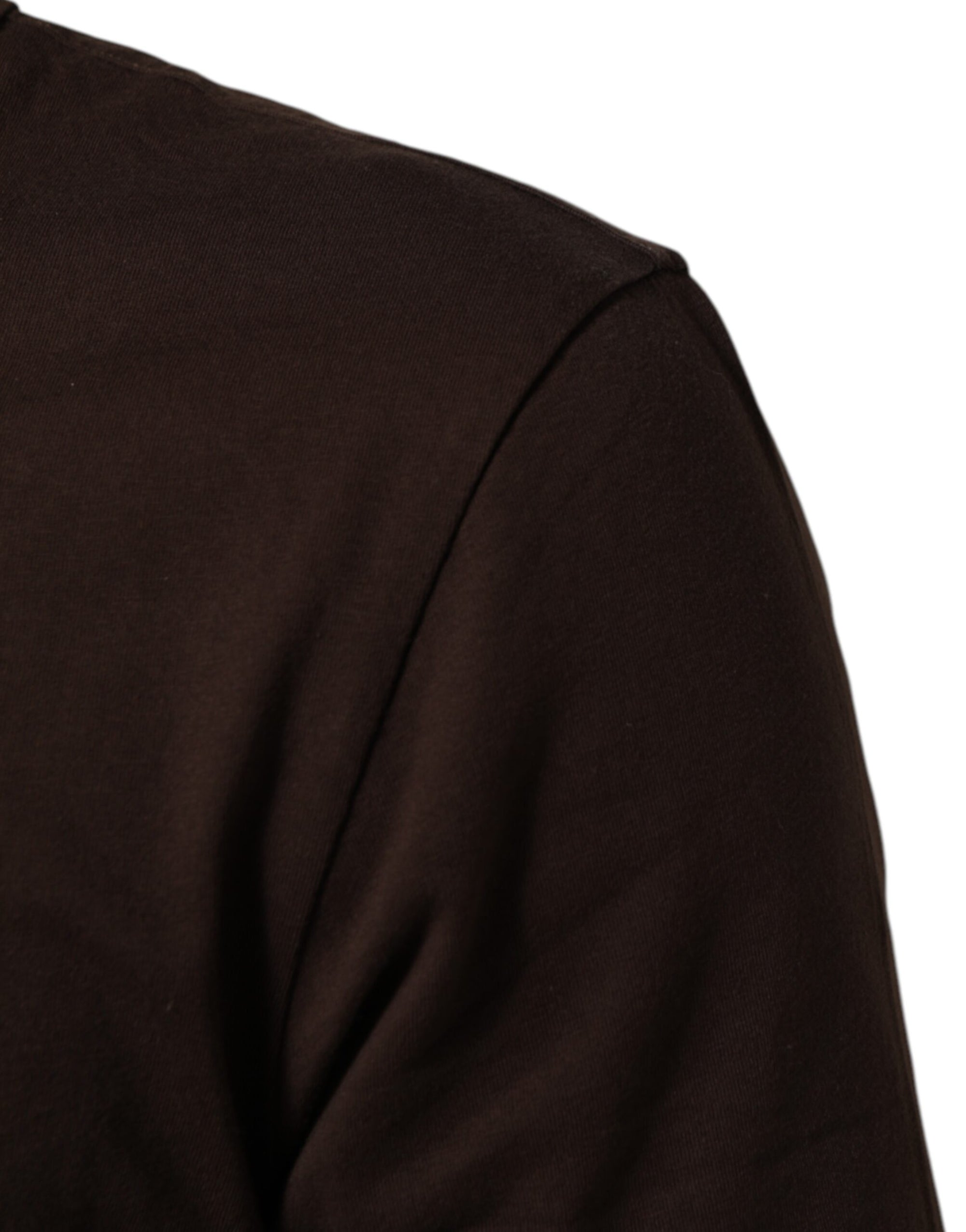 Dolce & Gabbana Brown Coin Laurel Print Men Crew Neck T-shirt