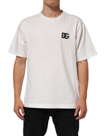 Dolce & Gabbana White Cotton Logo Print Crew Neck T-shirt