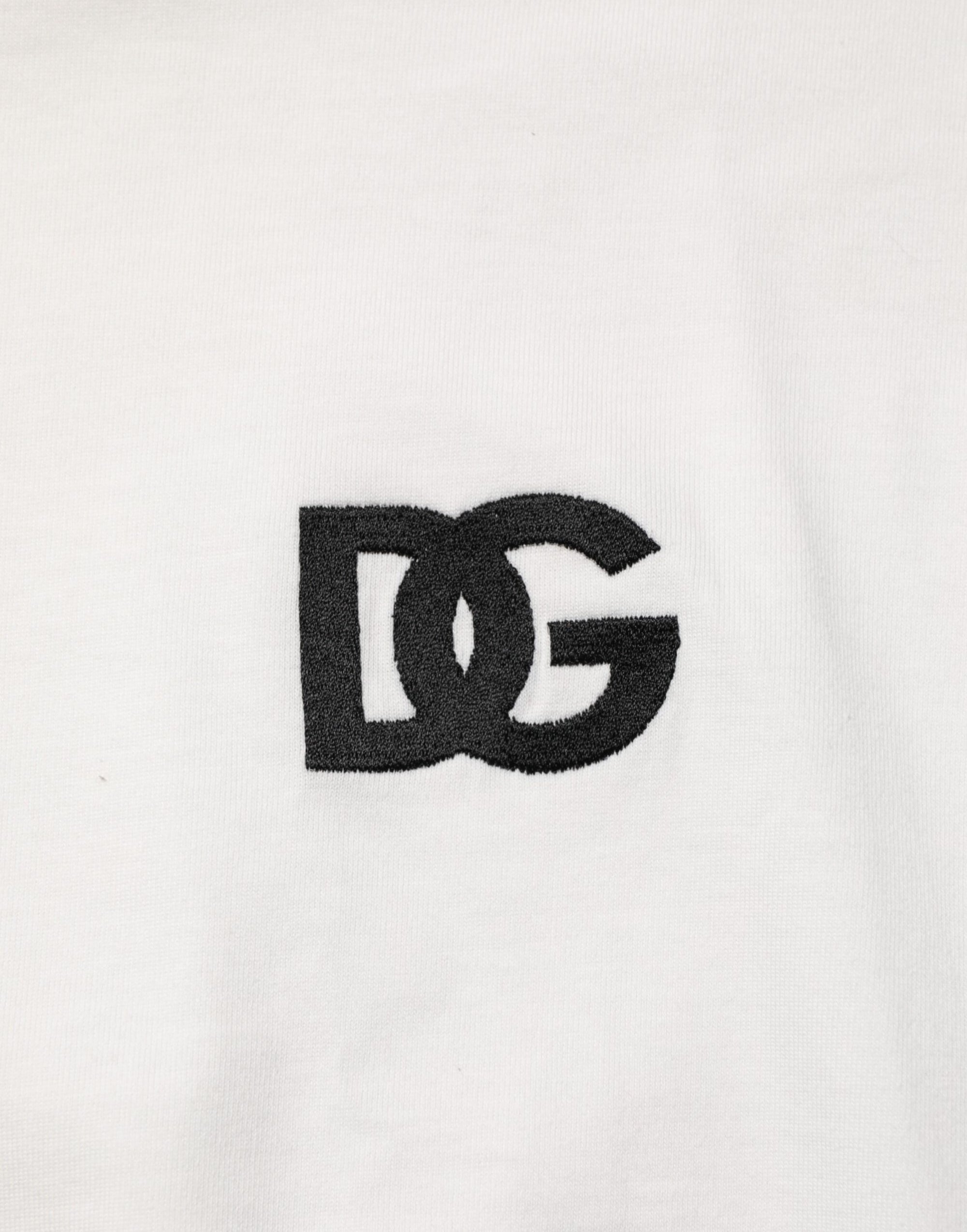 Dolce & Gabbana White Cotton Logo Print Crew Neck T-shirt