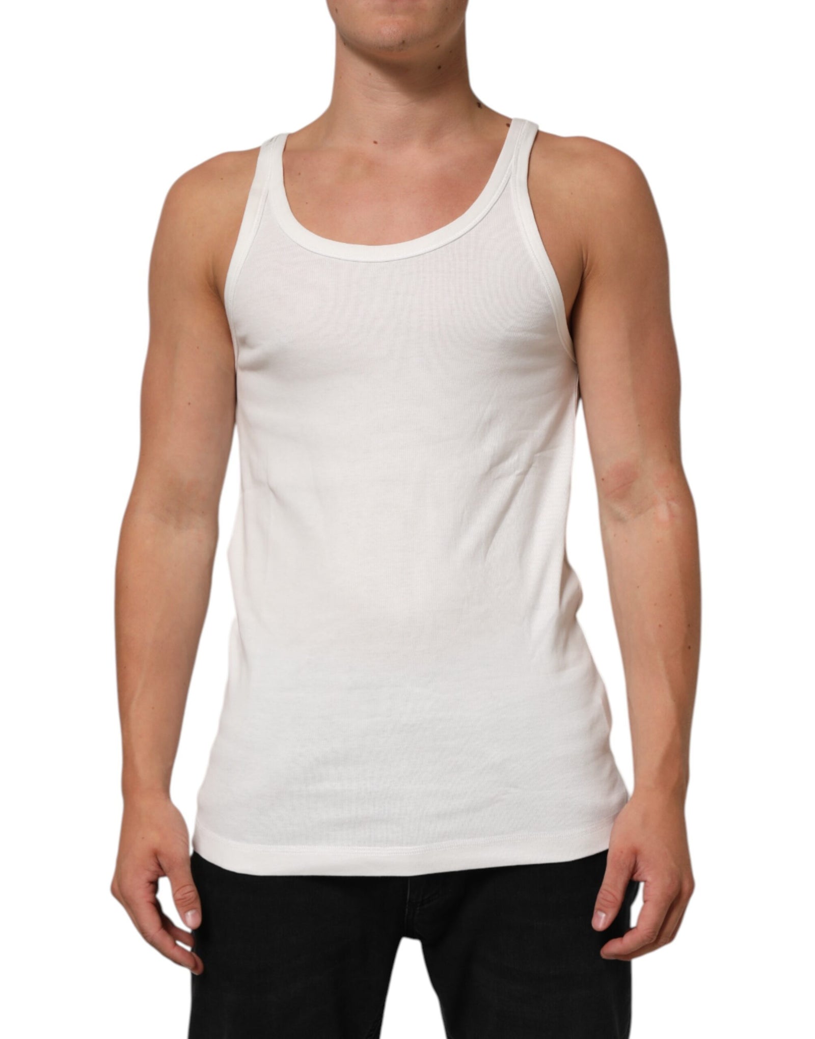 Dolce & Gabbana White Sleeveless Round Neck Tank T-shirt