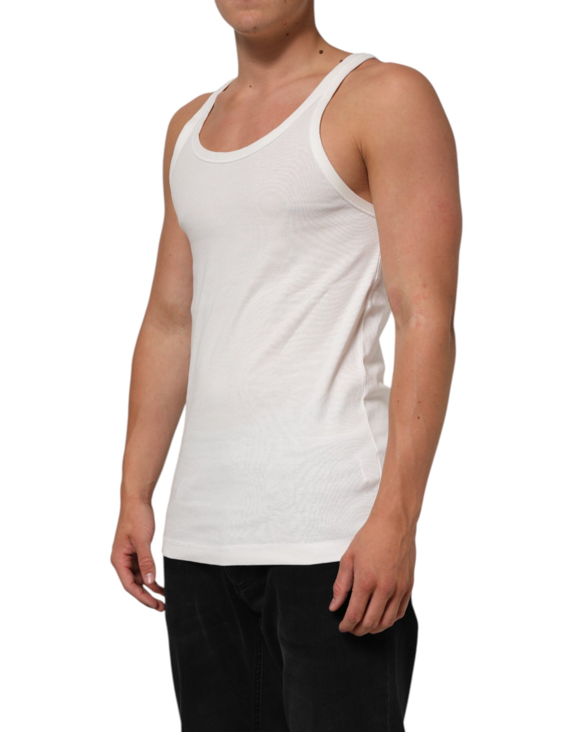 Dolce & Gabbana White Sleeveless Round Neck Tank T-shirt