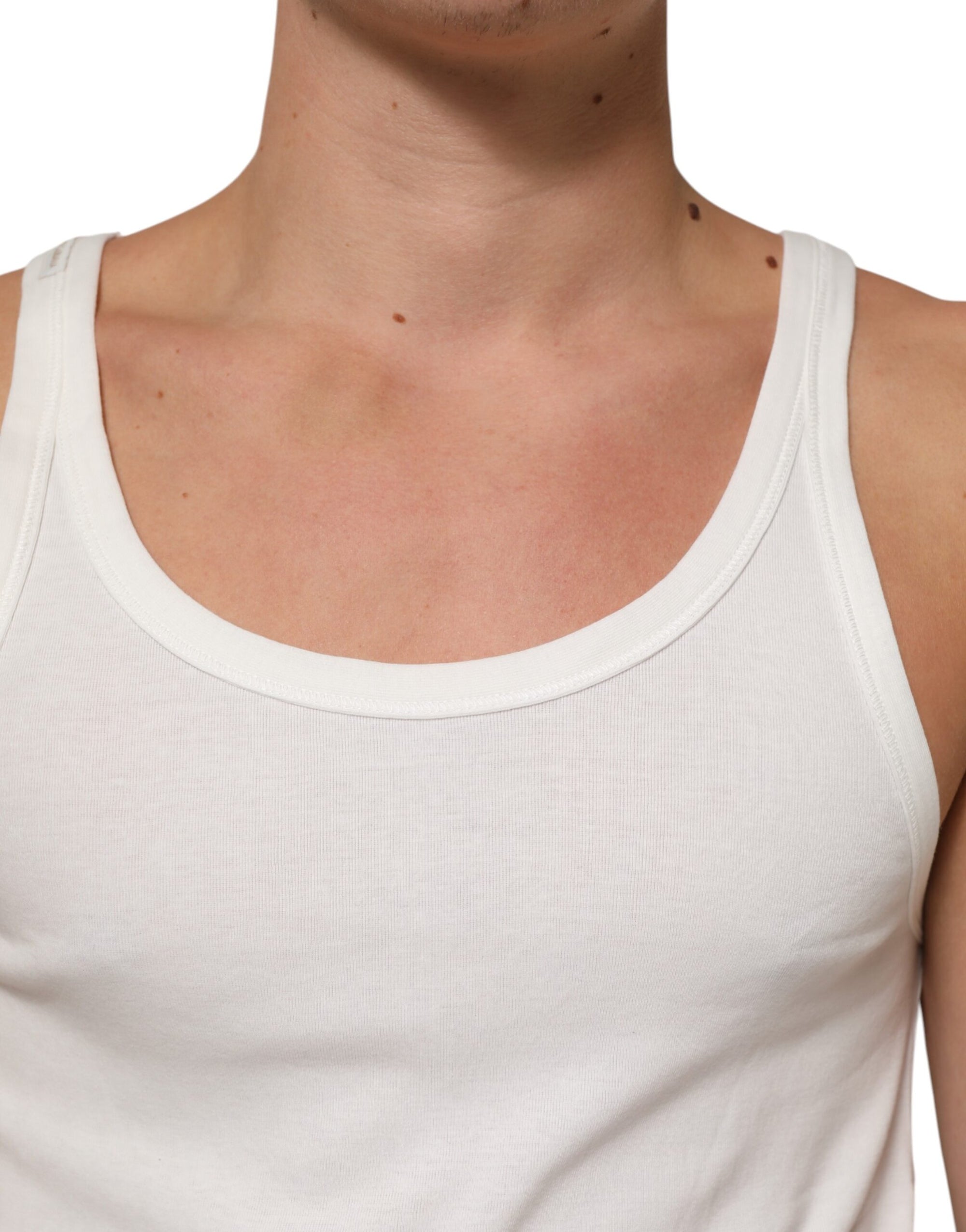 Dolce & Gabbana White Sleeveless Round Neck Tank T-shirt