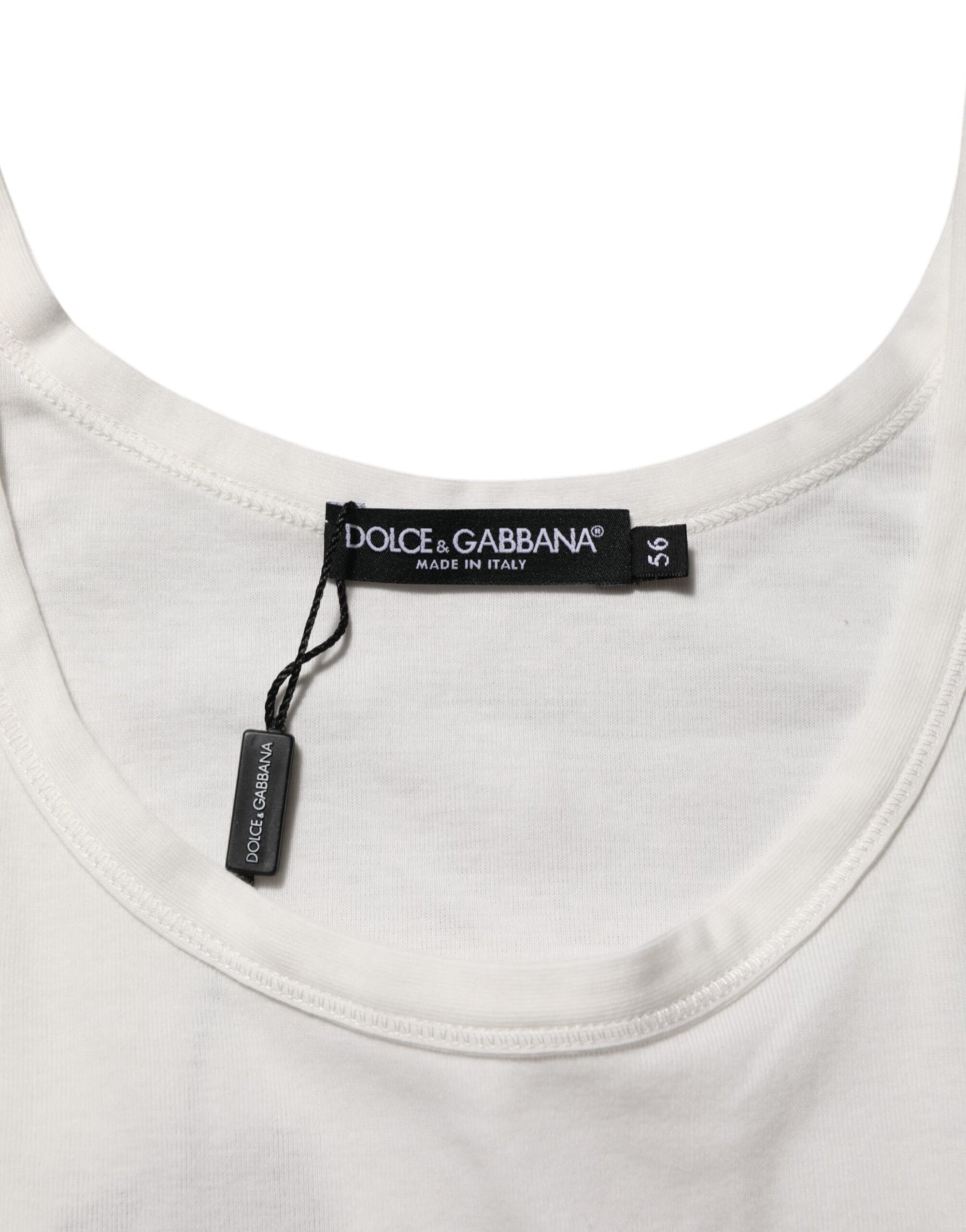 Dolce & Gabbana White Sleeveless Round Neck Tank T-shirt