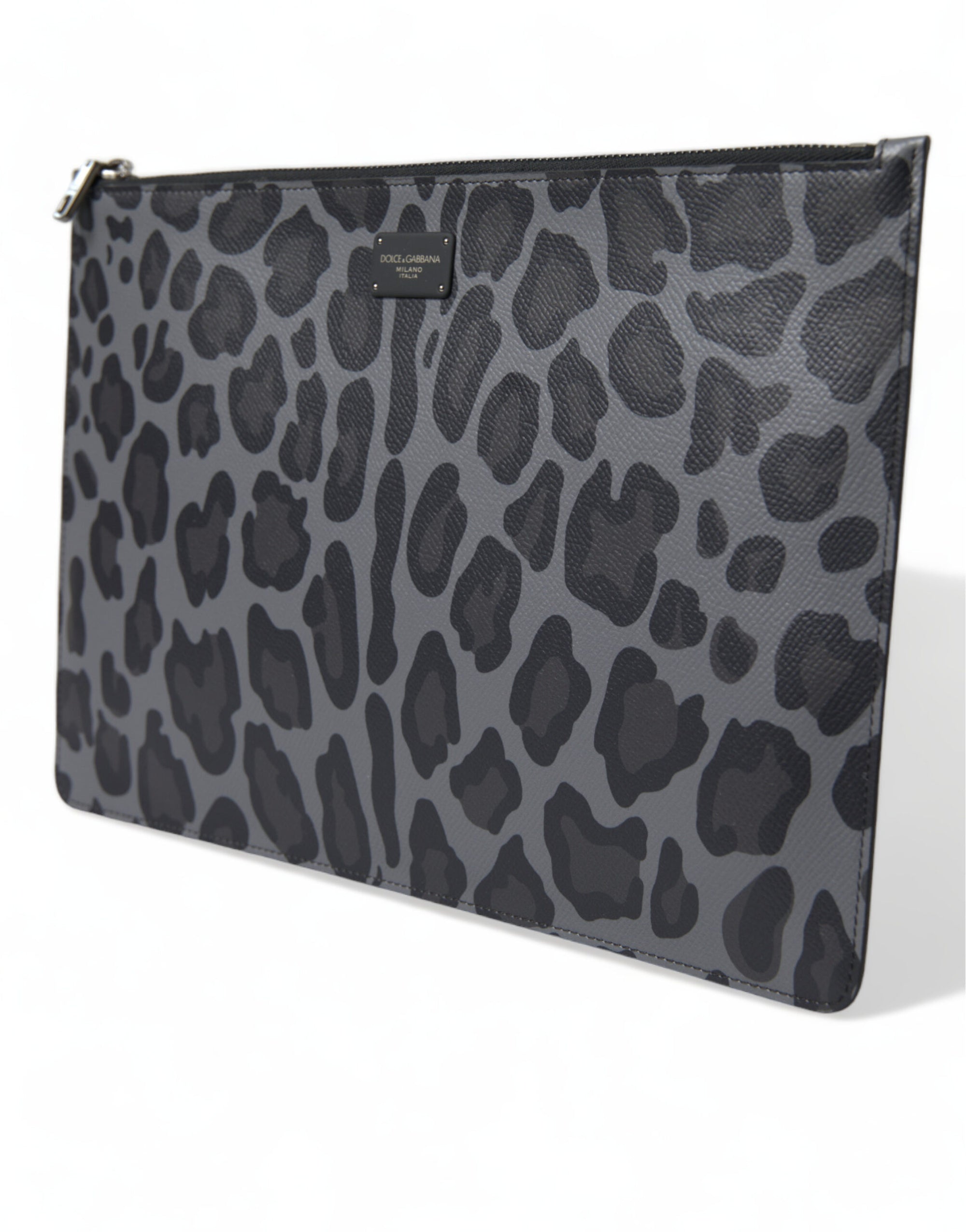 Dolce & Gabbana Multicolor Leopard Jacquard Logo Plaque Document Briefcase Bag