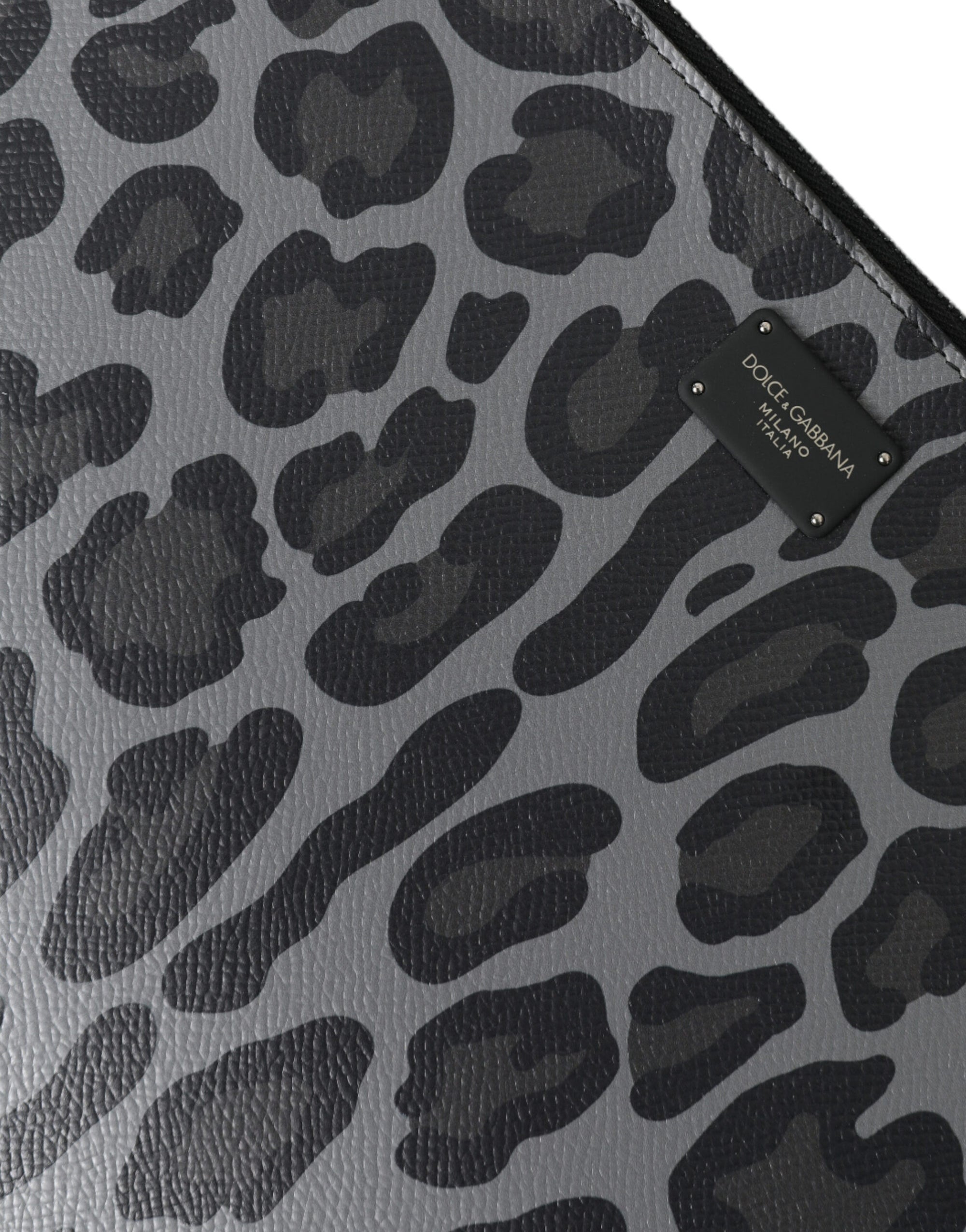 Dolce & Gabbana Multicolor Leopard Jacquard Logo Plaque Document Briefcase Bag