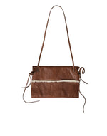 Miu Miu Brown Leather Fur Inner Lining Neck Strap WinterFleece Handwarmer