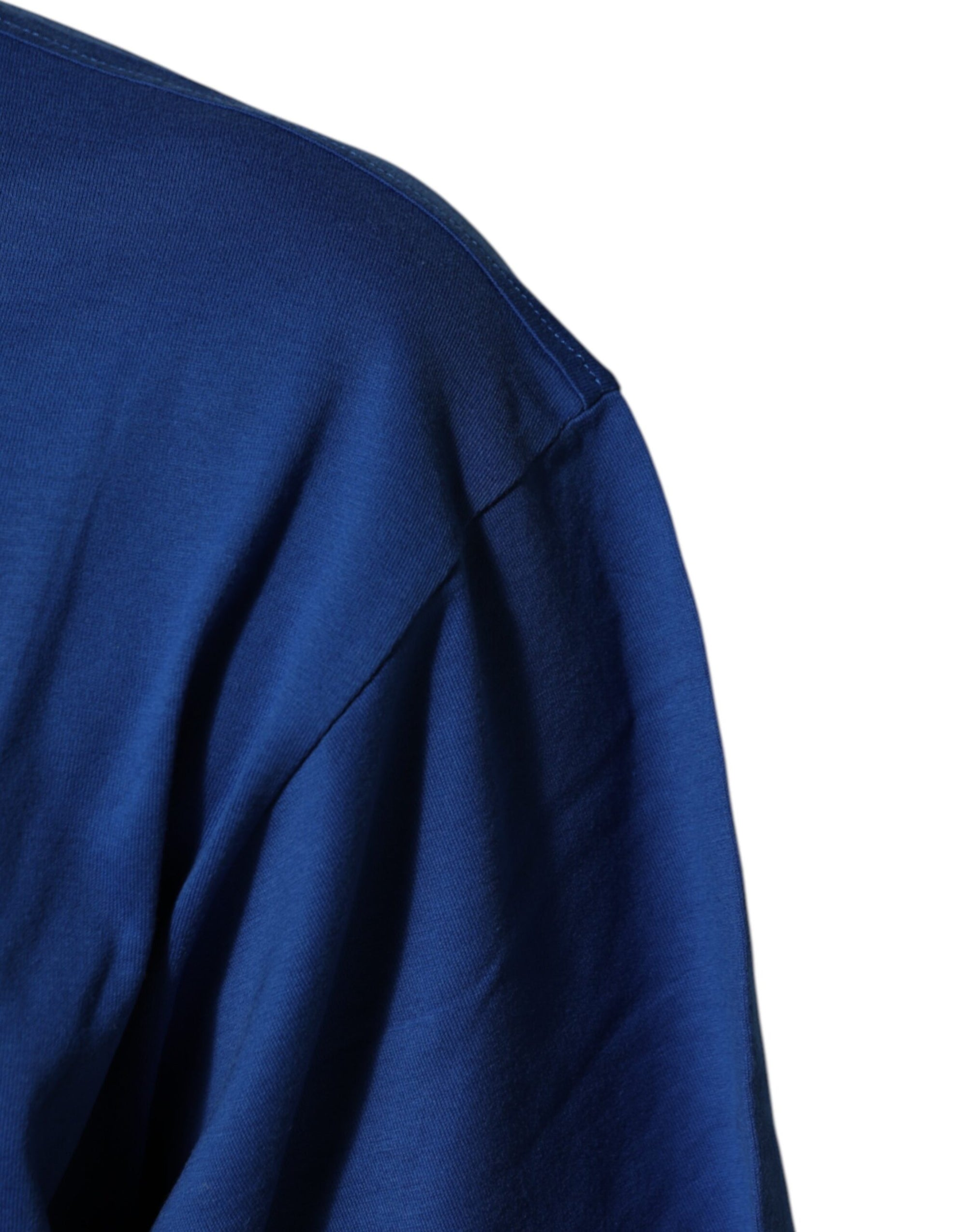 Dolce & Gabbana Blue Logo Print Cotton Crew Neck Men T-shirt