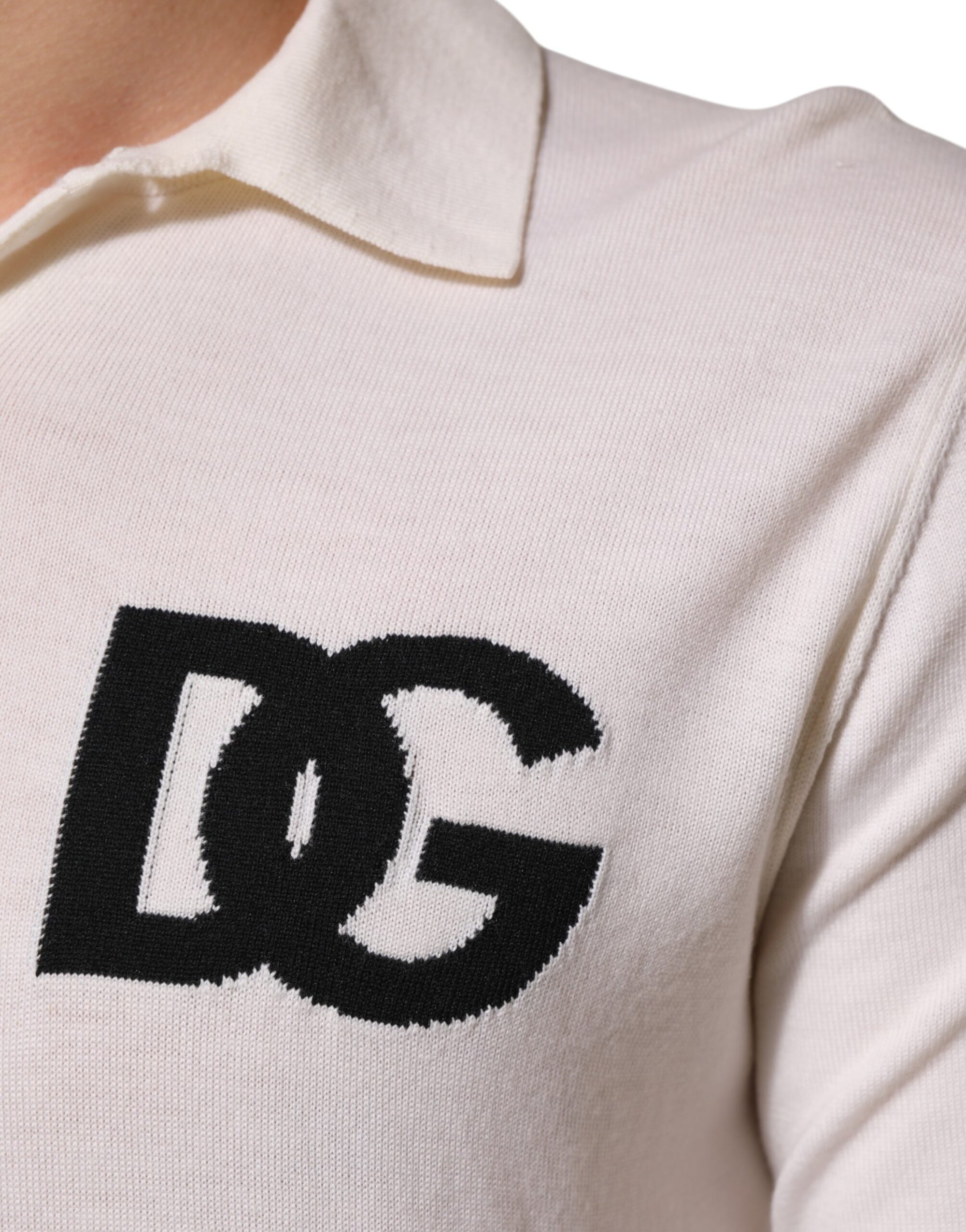 Dolce & Gabbana White Cotton Collared Short Sleeves T-shirt