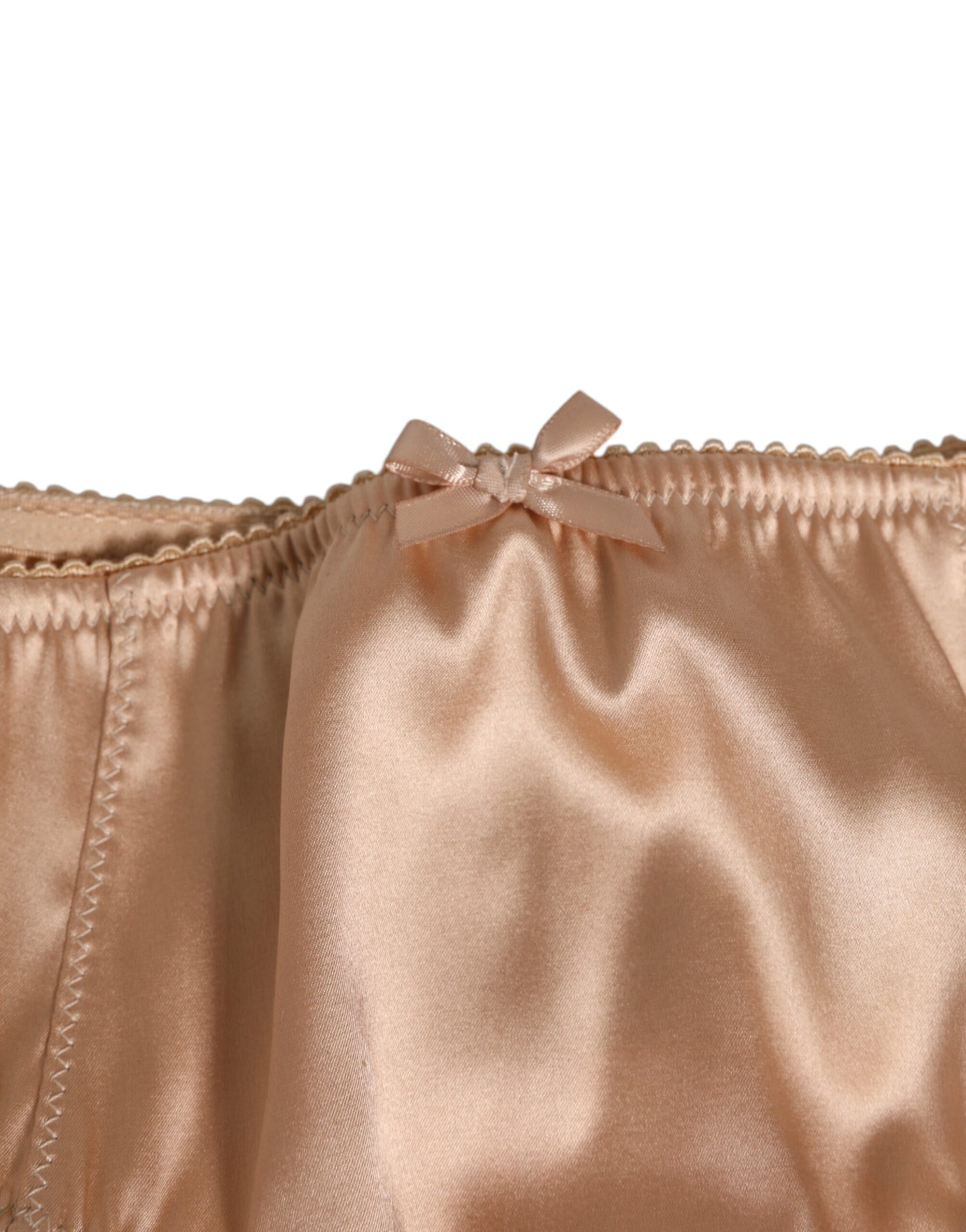 Dolce & Gabbana Nude Beige Silk Satin Stretch Bow Briefs Underwear