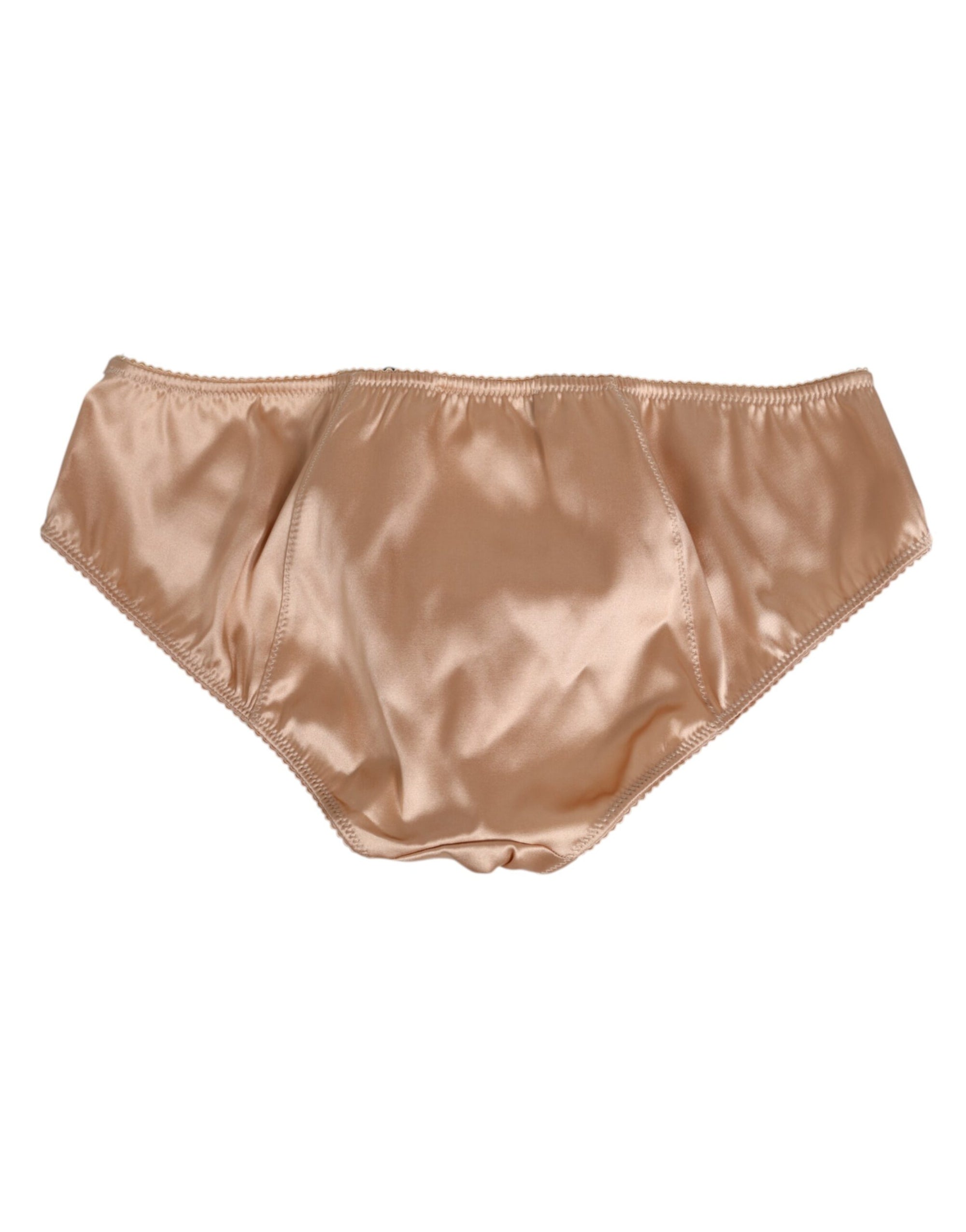 Dolce & Gabbana Nude Beige Silk Satin Stretch Bow Briefs Underwear