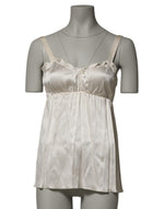 Dolce & Gabbana Ivory Satin Lace Tank Lingerie Top Underwear